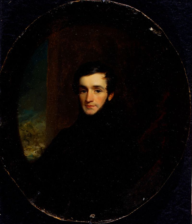 Retrato de James Gallatin por George Linen, medio de madera