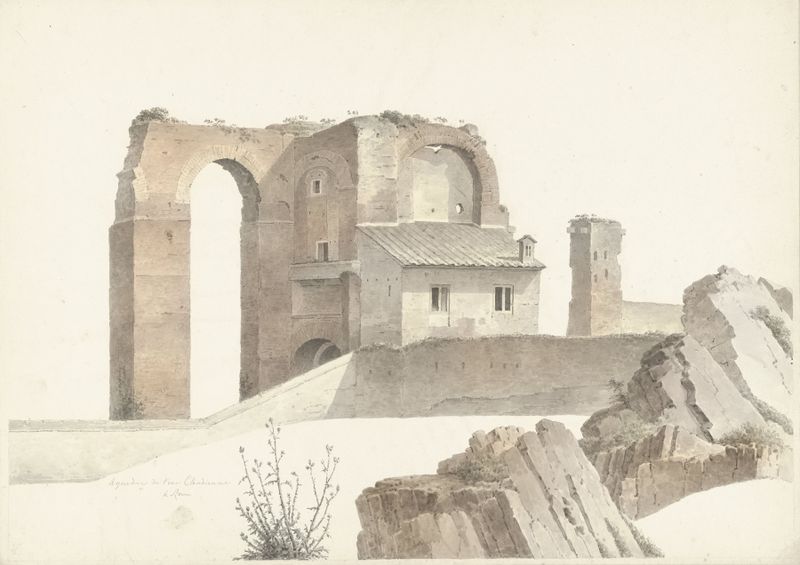 The Aqua Claudia in Rome, oil painting by Josephus Augustus Knip