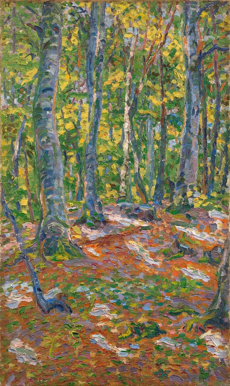 Paisagem com cores vibrantes e sombras, pintura a óleo de Walther Bötticher
