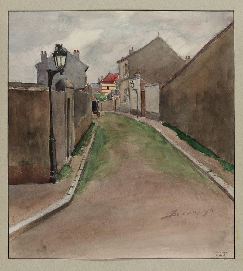Paisaje de Rue Yvart de F. Séguin, impresionismo