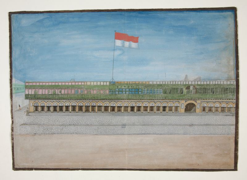 Arquitetura na Praça de Lima, pintura a óleo de Francisco Fierro