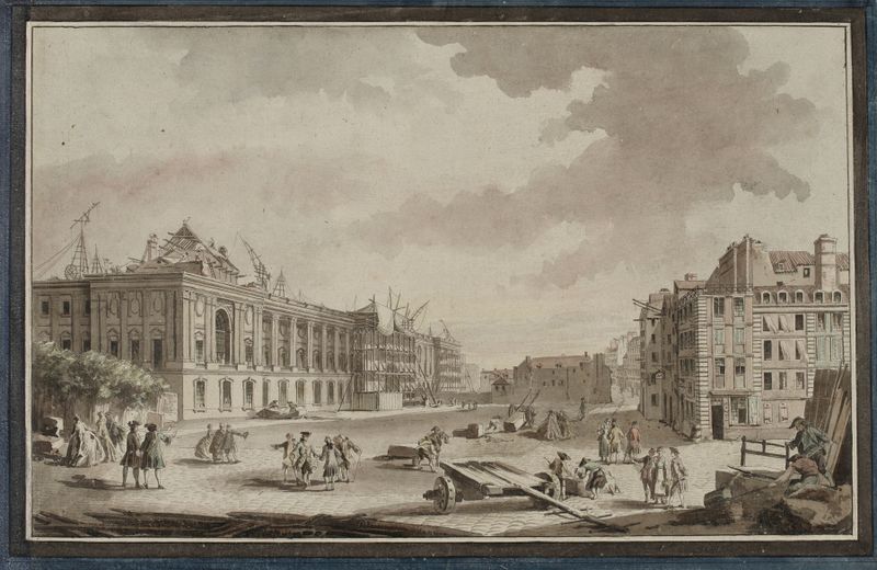 Dégagement de la colonnade du Louvre by Jules-Adolphe Chauvet, oil painting depicting architectural elegance