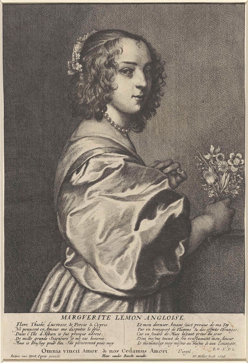 Retrato de Margaret Lemon, grabado de Wenceslaus Hollar