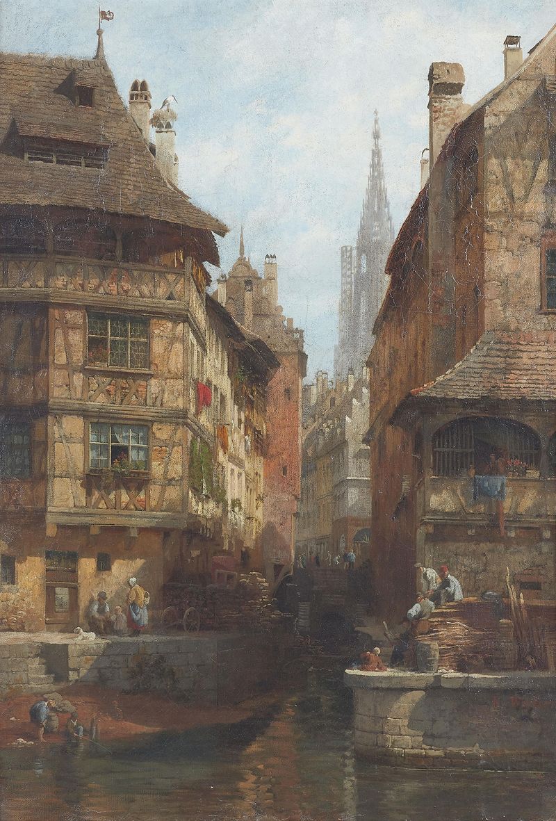 Gothic architecture of Münster in oil on canvas by Karl Weysser