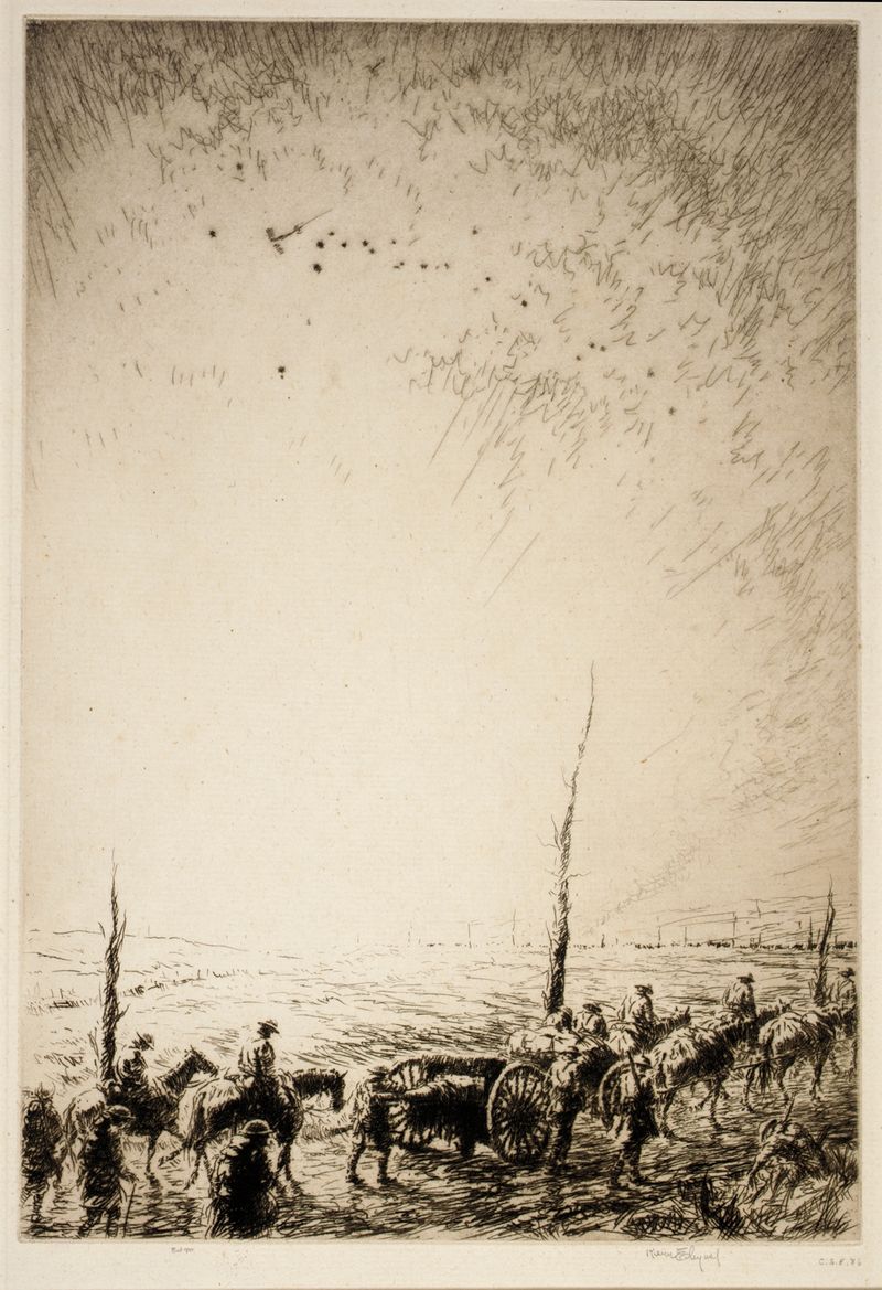 Scout Planes at Dawn by Kerr Eby, depicting scout planes at dawn in an unknown medium.