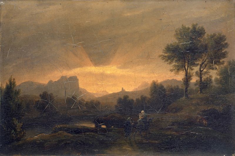 River landscape with the Holy Family, oil on canvas by Jakob Christoph Miville