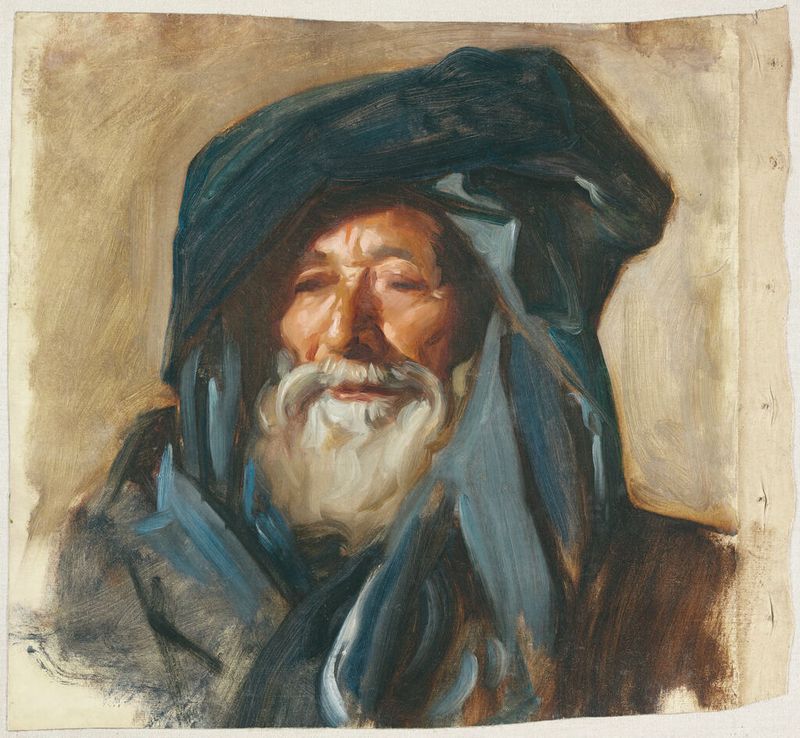 Retrato de um velho em um manto escuro, óleo sobre tela de John Singer Sargent