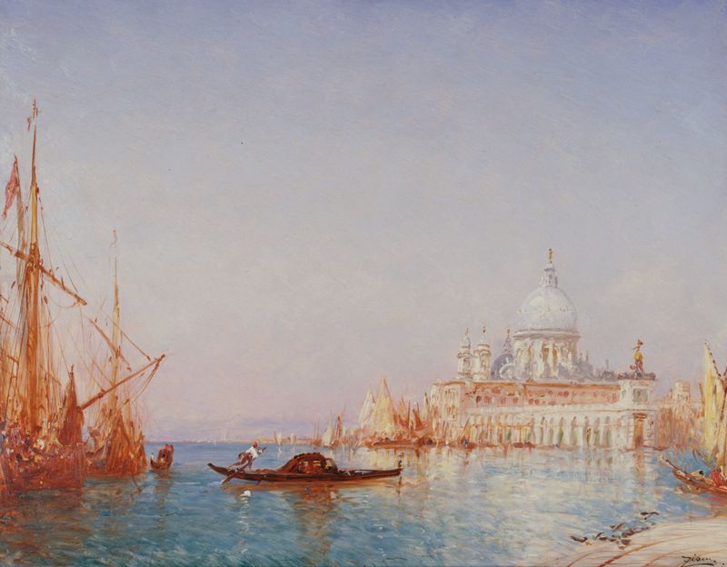 Landscape of Venice with the Basilica d Salute, oil painting by Félix Ziem