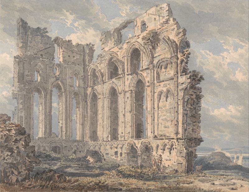 Tynemouth Priory ruins in Northumberland by Thomas Girtin, watercolor