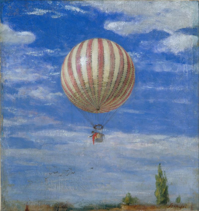 Pintura figurativa de Pál Szinyei Merse con una niña sosteniendo un globo