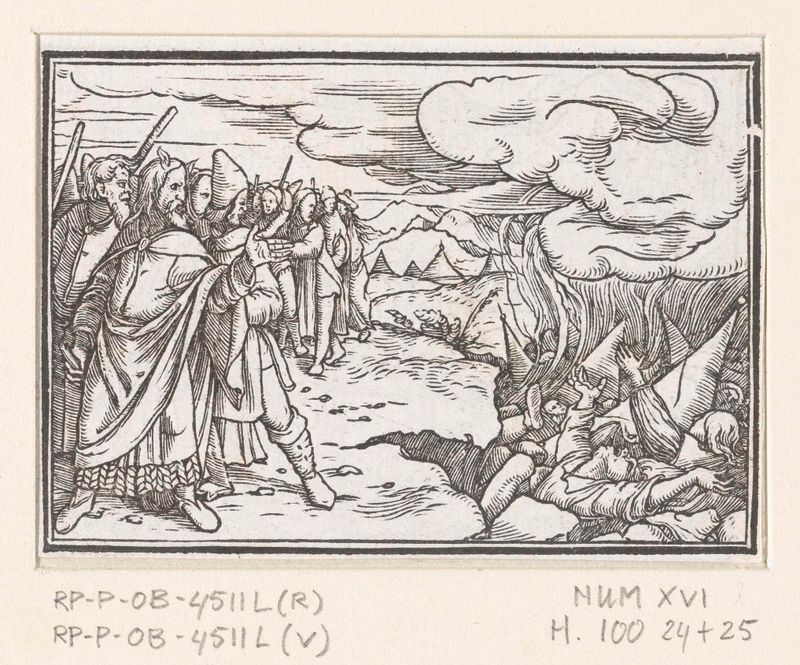 Escena religiosa con figuras y caos, papel de Hans Holbein (II)