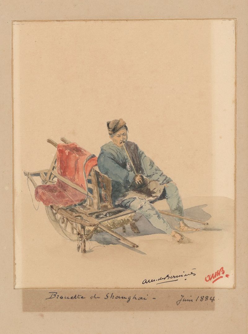 watercolour by Auguste Mouillesaux de Bernières depicting a serene landscape