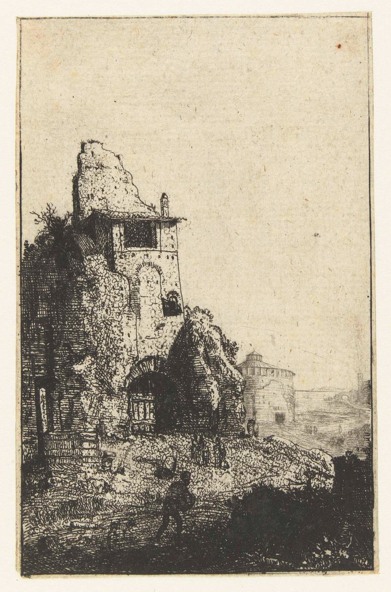 Caldarium van de thermen van Diocletianus, etching by Bartholomeus Breenbergh, featuring Roman baths.