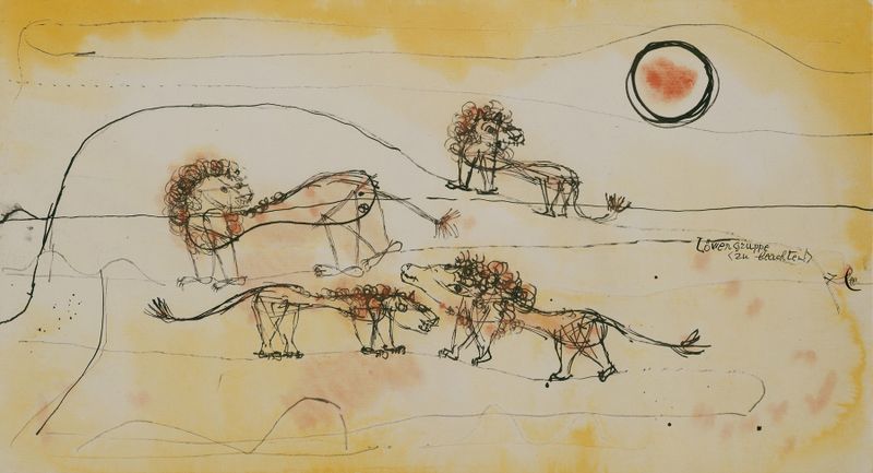 A Pride of Lions by Paul Klee, expressionism, vibrant colors, 1924