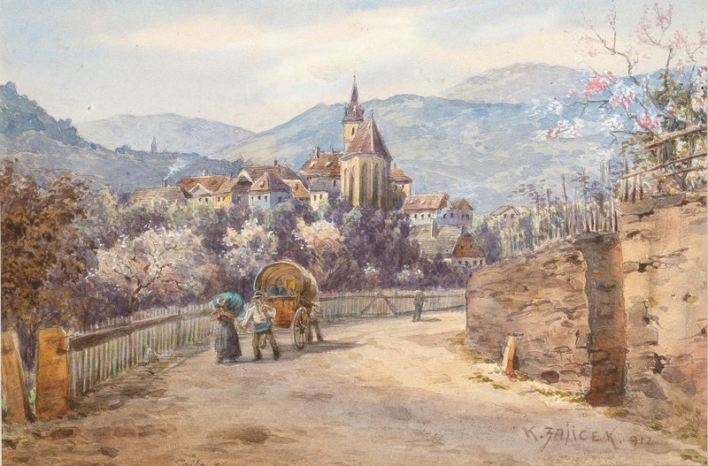Spring in Spitz in the Wachau valley by Karl Wenzel Zajicek, impressionism, landscape