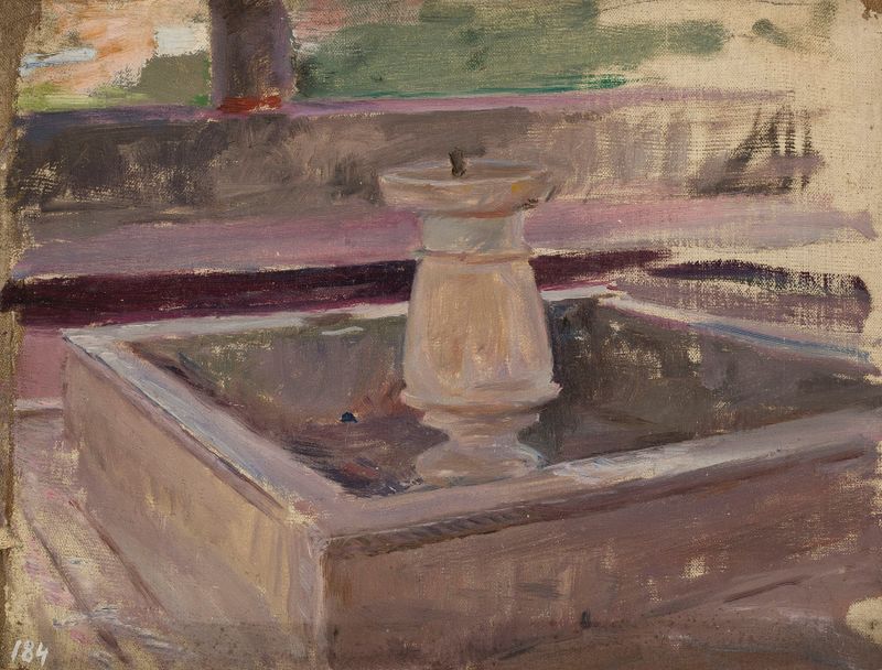 Fuente en el palacio del kan en Bakhchisaray, óleo sobre lienzo de Jan Ciągliński
