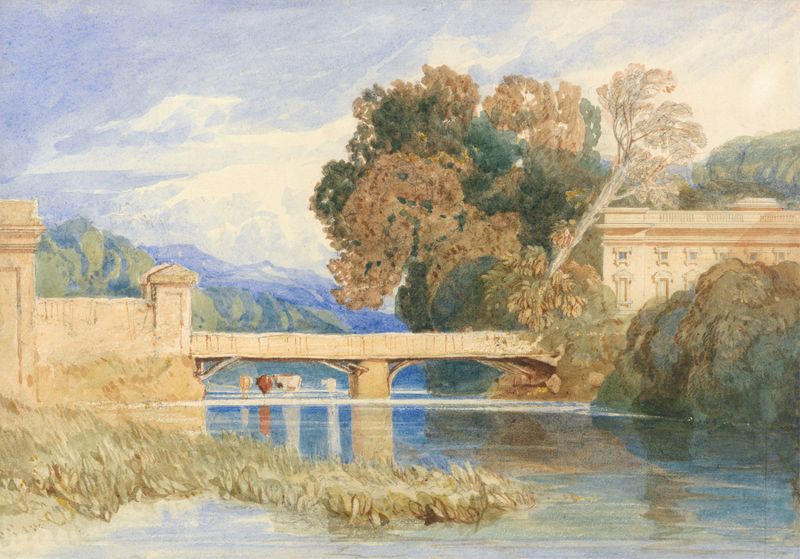 Paisagem de Chateau Navarre na Normandia por John Sell Cotman, 1830, pintura a óleo