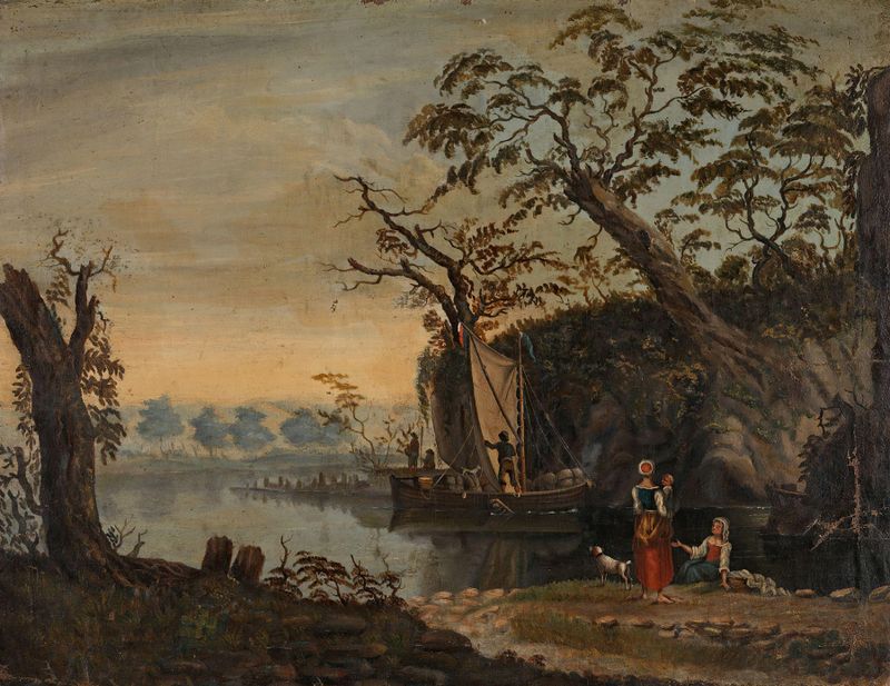 Paisagem de Knud Baade, pintura a óleo que retrata nuvens tumultuosas e luz vibrante.