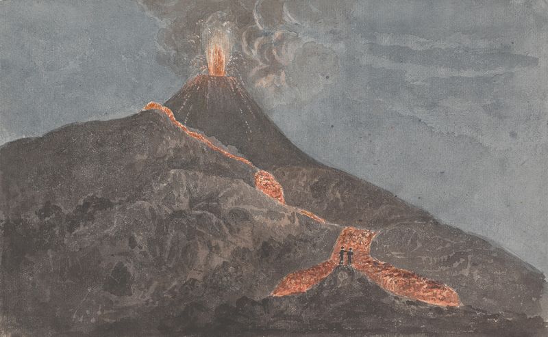 Vesuvius in Eruption by Isaac Weld, oil on canvas depicting a volcanic eruption.