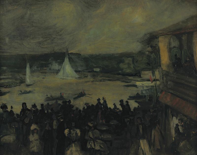 Sailing Boats – Paris de William James Glackens, pintura a óleo que retrata barcos à vela no Sena