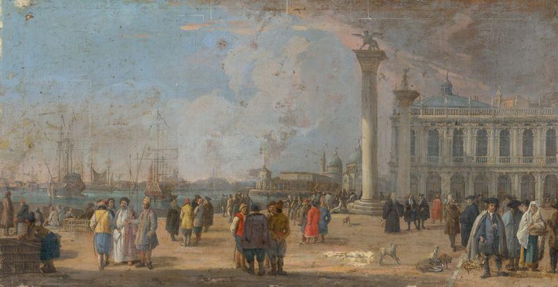 Plaza de San Marcos en Venecia, óleo sobre lienzo de Francesco Fidanza
