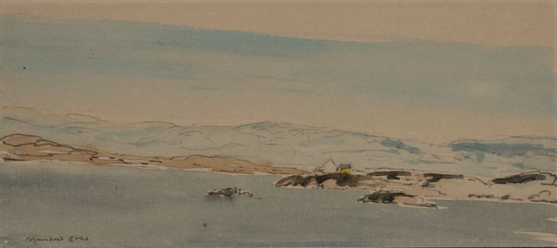 Entering Bergen by Muirhead Bone, etching depicting boats in a harbor at dawn