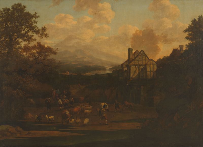 Escena religiosa que muestra una figura en oración iluminada por la luz de las velas, pintura al óleo de Abraham Jansz. Be...