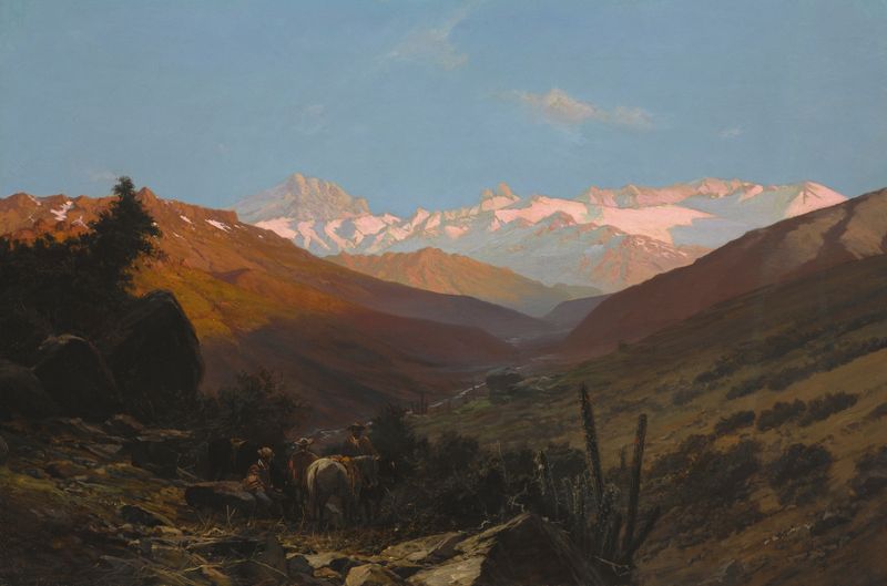 Paisagem dos Andes, Chile por Thomas Jacques Somerscales, óleo sobre tela