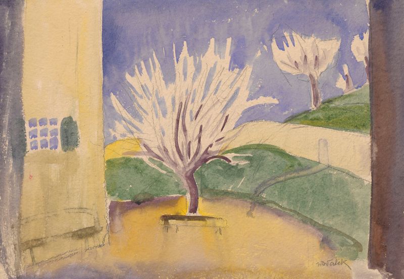 Escena figurativa con luz y sombra de Wincenty Drabik, medio desconocido