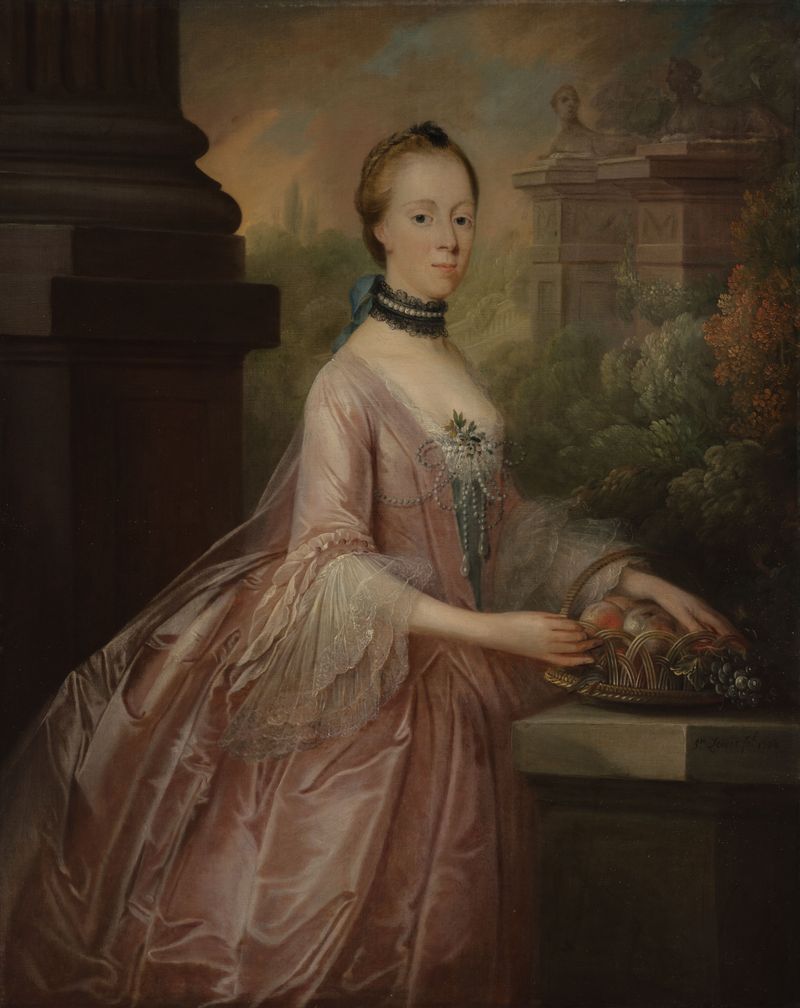 Retrato de una mujer en un vestido, pintura al óleo de John Lewis
