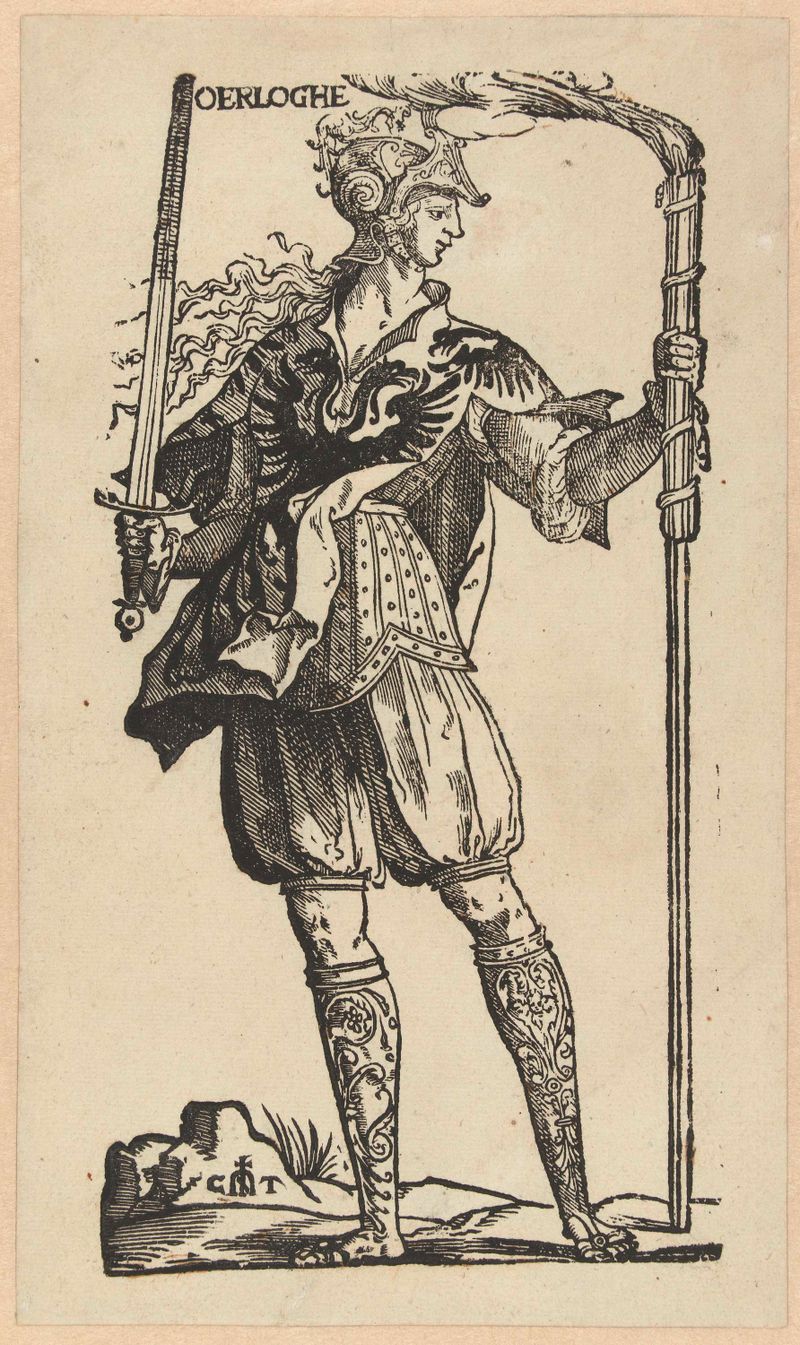 Cena histórica de caos de batalha, gravura de Cornelis Anthonisz
