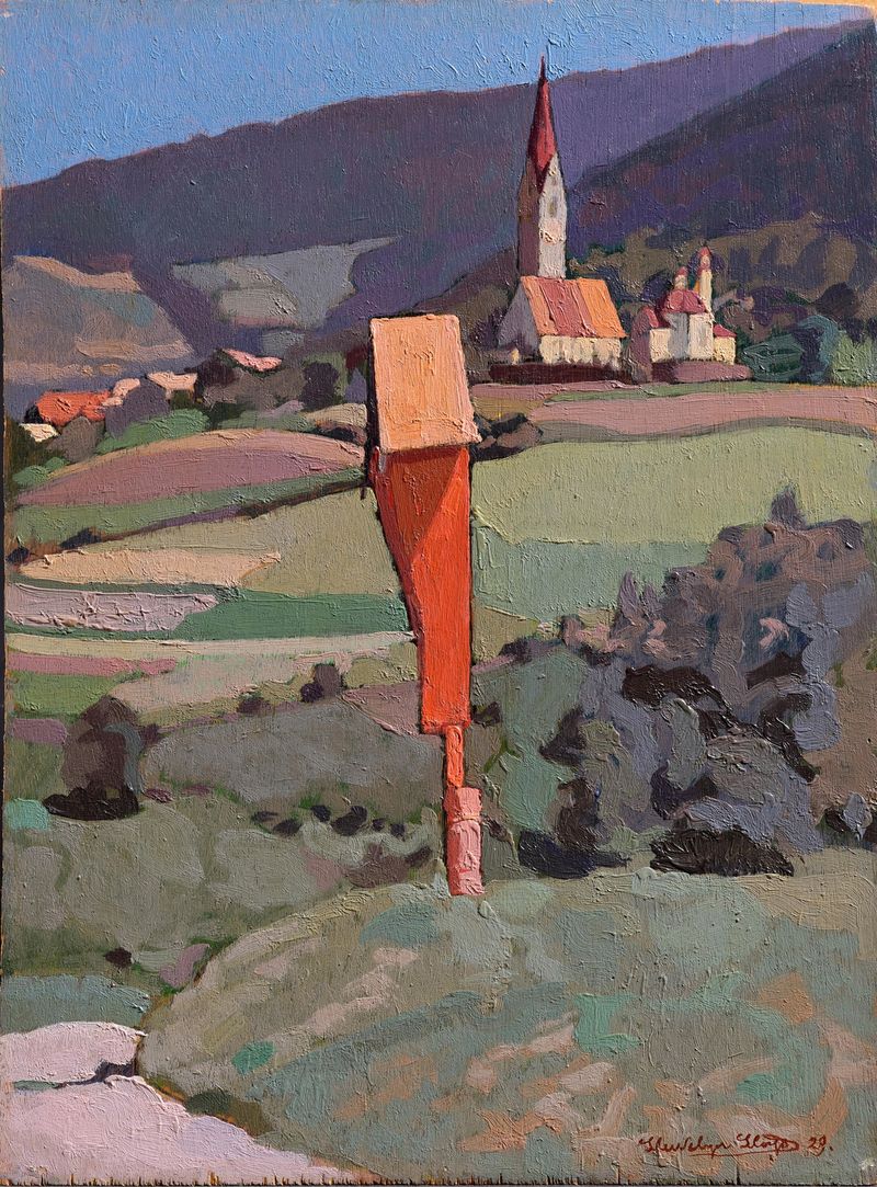 Vibrant landscape by Llewelyn Lloyd, oil painting from 1929