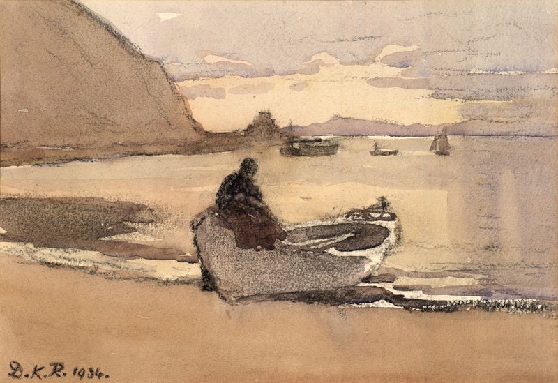 Evening, York Bay by Dorothy Richmond, impressionism, depicting twilight over shimmering water