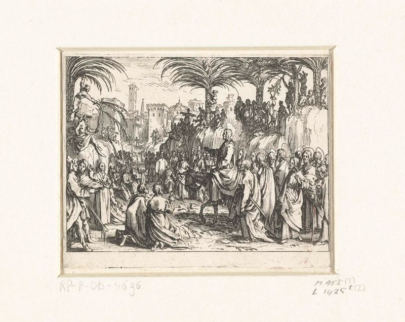 Gravura histórica de Jacques Callot representando uma procissão em Jerusalém