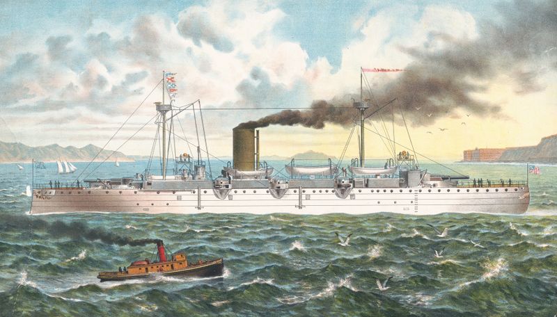 Crucero de acero de doble tornillo de Estados Unidos, artista desconocido, realismo