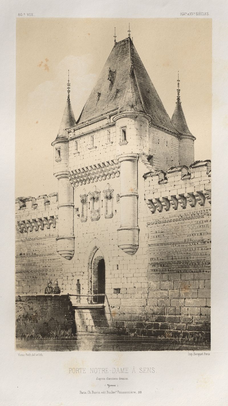 Detalle del arco en Porte Notre-Dame à Sens, pintura al óleo de Victor Petit