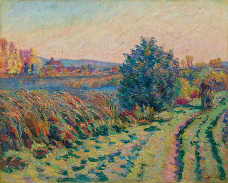 Chemin de campagne, óleo sobre tela de Armand Guillaumin retratando um vibrante caminho rural.