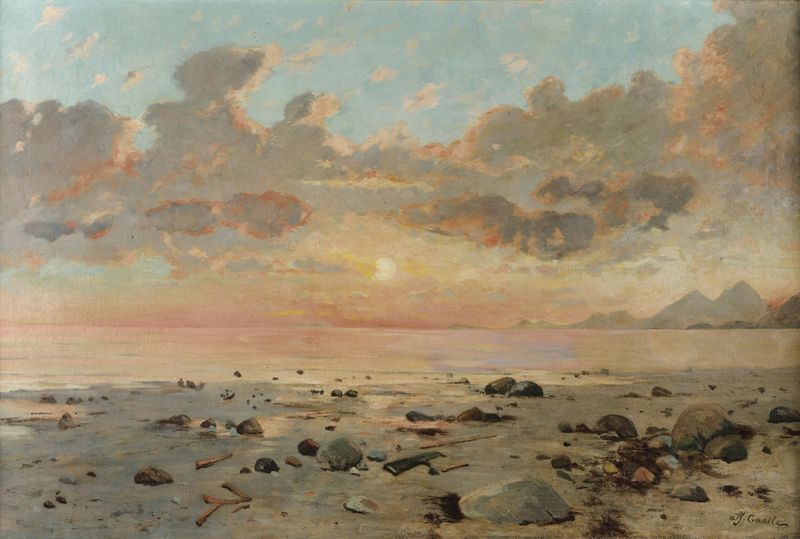 Marine oil painting by Alfred Casile depicting dawn over the sea
