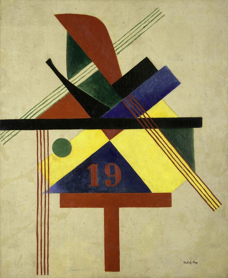 Abstract photograph by László Moholy-Nagy featuring geometric shapes and dynamic lines.