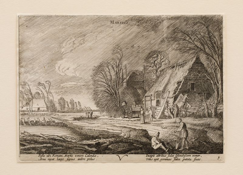 Engraving by Jan van de Velde depicting a serene landscape with trees and horizon.
