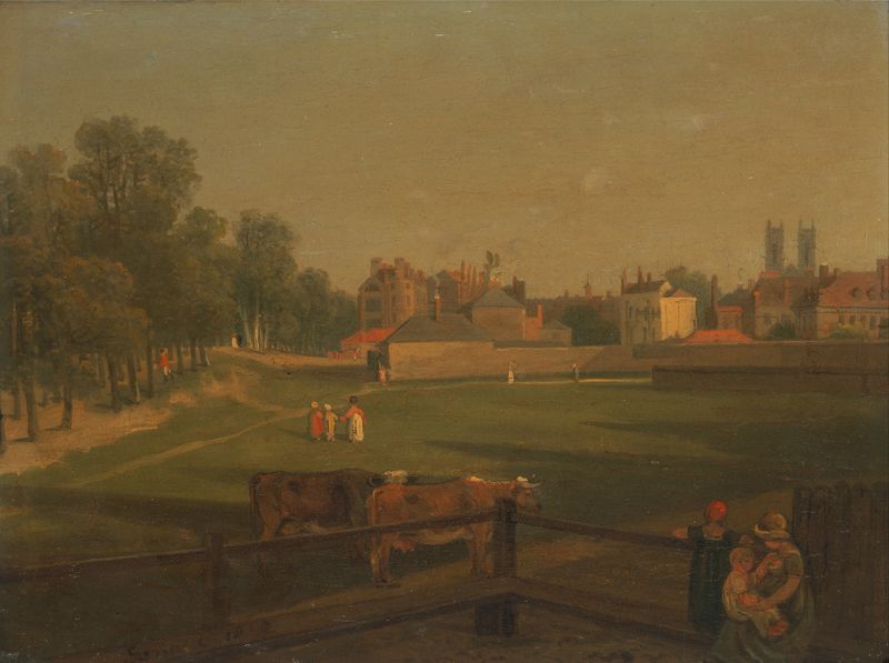 Landscape featuring Westminster, oil painting by George Arnald