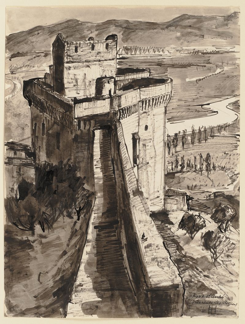 Fort Saint-André em Villeneuve-les-Avignon, óleo sobre tela de Hermann Lismann
