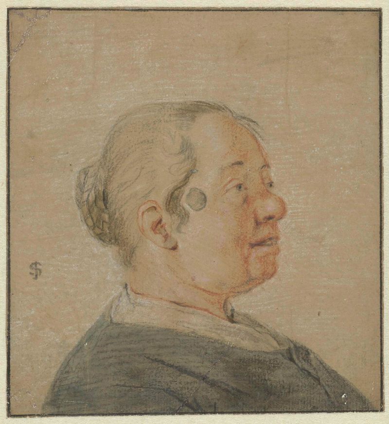 Portrait of a woman in profile, oil painting by Cornelis Dusart