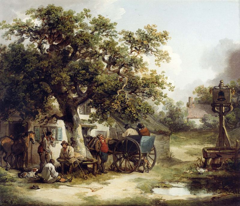 The Bell Inn, Kilburn by George Morland, genre scene, oil painting