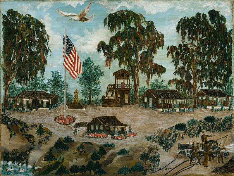 Landscape of CCC Camp Balboa Park, oil on canvas by Josephine Joy