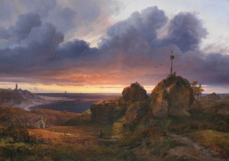Evening view of the Kattegat near Kullen by Louis Gurlitt, oil painting depicting a serene marine landscape.