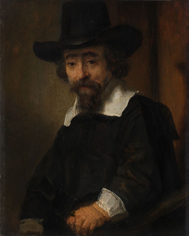 Retrato de Ephraim Bueno, óleo sobre panel de Rembrandt van Rijn