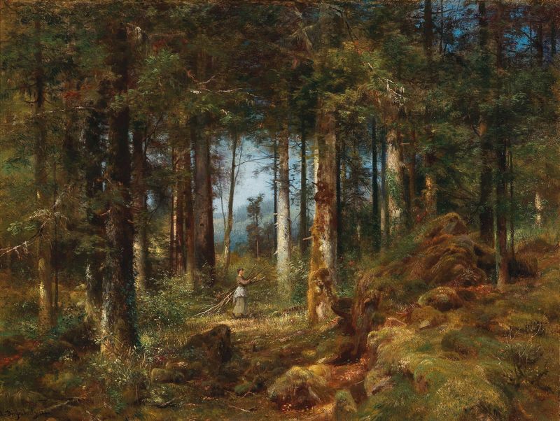 Paisagem florestal de Anton Heinrich Dieffenbach, óleo sobre tela