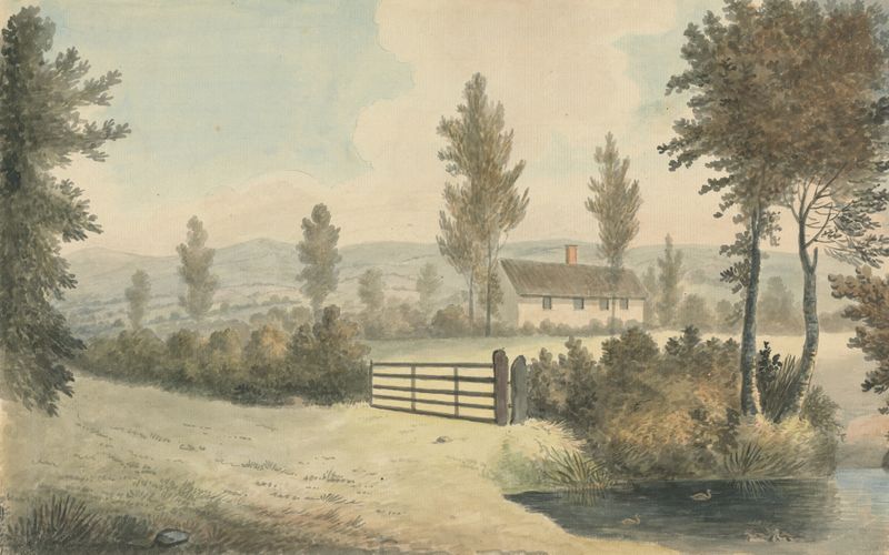 Landscape with a river and greenery, oil painting by Edward Francis Burney