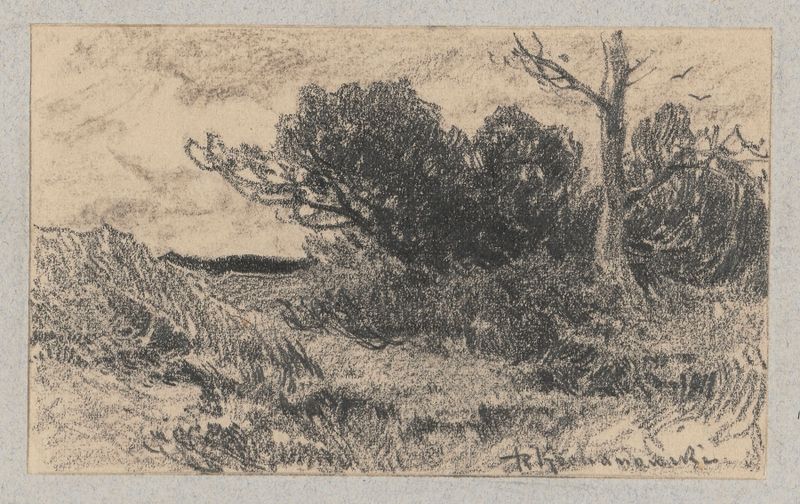 Study of a landscape by Roman Kazimierz Kochanowski, Impressionism, depicting a serene horizon and terrain.